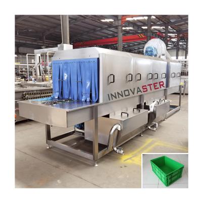 China 380/480V Edelstahlbox Waschmaschine Automatischer Tunnel Gemüsekorb Waschmaschine Für Kunststoff-Tray zu verkaufen