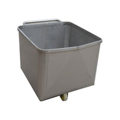 China Silent Rubber Wheel Turning Style Stainless Steel Meat Dump Buggy for Meat Processing for sale