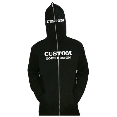 China Anti-wrinkle Custom logo high quality black zip up hoodie men plain blank  full face zip hoodie Drop Shoulder hoodie with zipper for sale