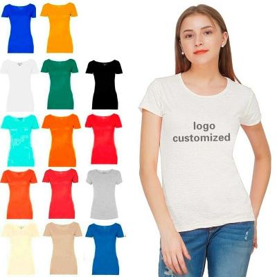 China Anti-wrinkle Custom graphic girls t shirts Clothes Tee Blank sport Plain slim fit  tshirt cotton women 100% cotton custom t shirt women for sale