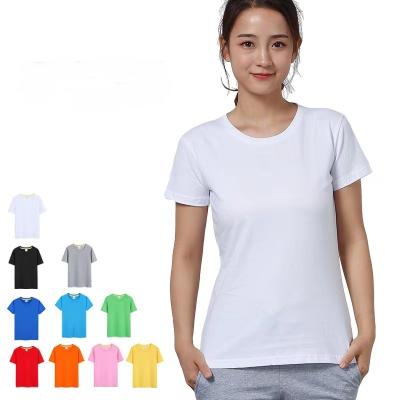 China Anti-wrinkle Custom logo gym plain cotton spandex tshirt high quality white t shirt women Printing heavyweight vendors for t shirts for sale