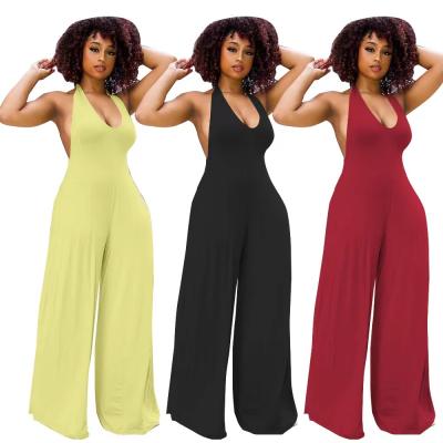 China Drop Shipping Halter Bootable Wrap Wide Leg Pants For Women Skinny One Piece Overalls for sale