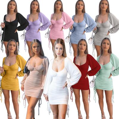 China Drop Shipping Breathable Drawstring Pleats Summer Backless Simple Dress Style Sexy Bodycon Dress For Ladies for sale