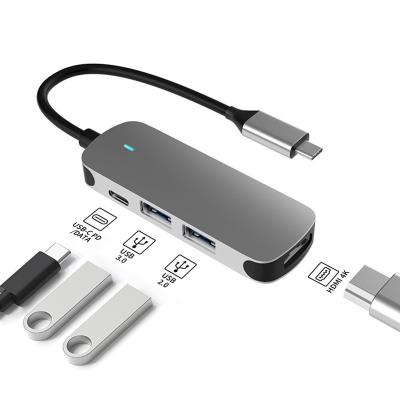 China Aluminum+ABS 4 in1 USB 3.0 HUB Type C Adapter to HD 4K 30HZ PD Charge USB3.0 Splitter Type-C Docking Station For Laptop PC Accessories for sale