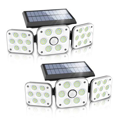 China Solar Powered ABS 138 LED Plastic Waterproof Solar Garden Light with Outdoor Motion Sensor Three Head Solar Lights for sale