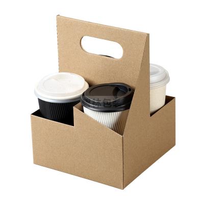 China Plastic Paper Cup Cup Carry Tray Disposable Coffee Biodegradable Paper Cup Holder Carry Tray for 2 or 4 Cups for sale