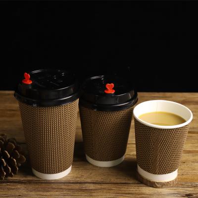 China Double Ripple Wall Ripple Paper Cup Corrugated Wall With Lids for sale