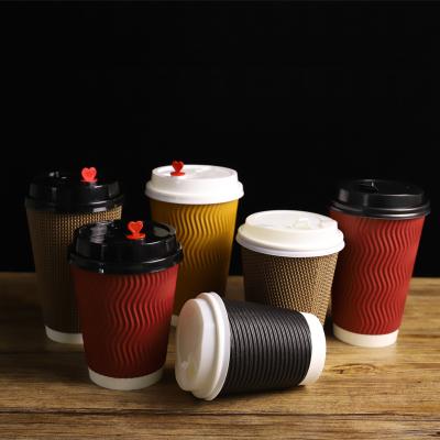 China Hot Selling Ripple Wall Double Wall Ripple Paper Cup For Hot Coffee Drinking for sale