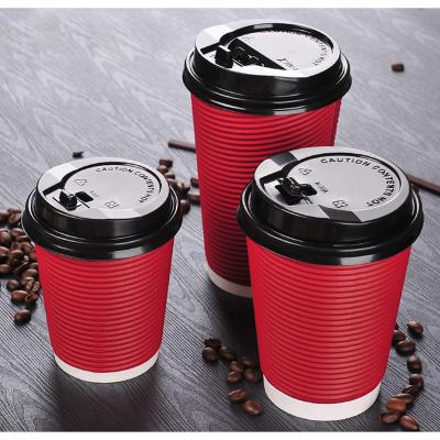 China Disposable Ripple Wallpaper Coffee Cup Custom Logo Take Away Paper Milk Cups 10oz 14oz 16oz for sale