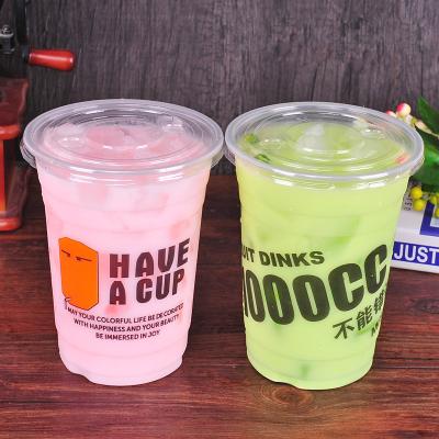 China Food grade pp single wall plastic cup 1000ml custom logo printed big plastic juice cup for bubble tea juice ice cream for sale