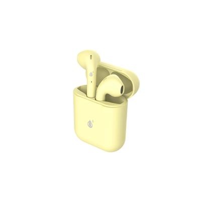 China Best TWS (True Wireless Stereo) Wireless Chargeable Earphones in Beautiful Yellow Color and Charging Case for sale