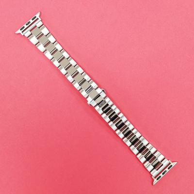 China Luxury Stainless Steel Watch Band For Apple Watches With Two Button Butterfly Buckle for sale