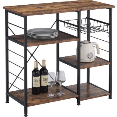 China Factory Price Durable Custom Rustic Wooden Kitchen Food Cart Wine Glass Rack Kitchen Furniture Storage Racks Racks for sale