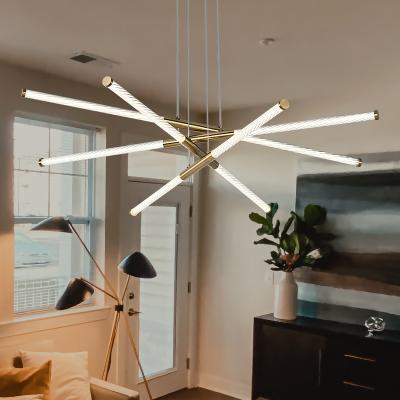 China Factory Good Price Large Modern Porcelain Chandeliers Luxury Ceiling Modern Gold Living Room 360 Degree Light Acrylic Chandelier for sale