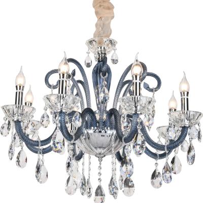 China Blue Glass Tube Crystal Chandelier Crystal Hotel K9 Crystal Pendant Lamp Hotel Zhongshan Ancient Town for sale