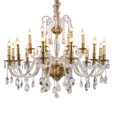 China Contemporary Nordic Bronze Modern High Ceiling Living Room Crystal Lamp Large Cover Fabric Crystal Chandelier for sale