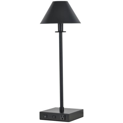 China Black Modern Minimalist Night Bedside Hotel Desk Study USB Rechargeable Table Lamps for sale