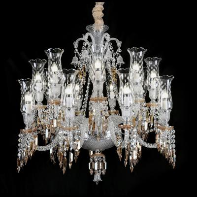 China Residential French Luxury Outdoor Modern Wrought Iron Chandelier Large Gold Crystal Chandelier for sale