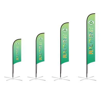 China Custom Color Durable Dye-Sublimation Eco-friendly Printing 100% Eco-friendly Recycled PET RPET Feather Flag for sale