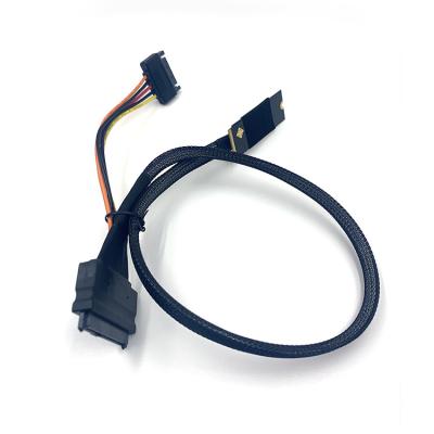 China Telecom Communication PCIE 4.0 GEN4 U.2 SAS 68P SFF8639 TO HD M.2 SATA 15P/M POWER MINI SAS CABLE Data Cable for sale