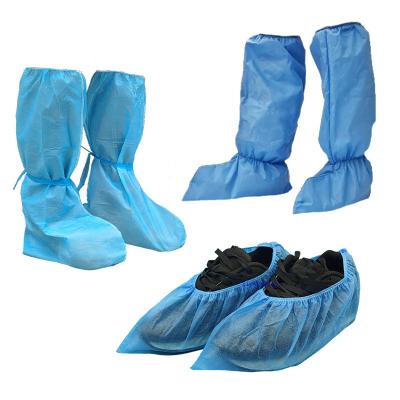 China YUXA Disposable Disposable Plastic Pe Long Shoe Cover Elastic Waterproof Long Boots Cover for sale