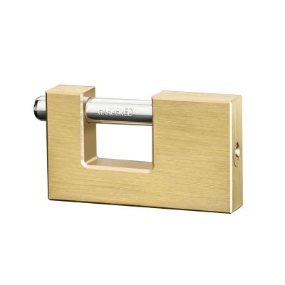 China 50 60 70 75 80 90 mm Brass Rectangular Heavy Duty Padlock Locks Rectangle Anti Saw Heavy Duty Outdoor Square Brass Padlock for sale