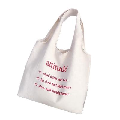 China Eco-Friendly Foldable Won't Deform Tote Bags Eco Friendly Organic Printed White Cotton Canvas Shoulder Shopping for sale