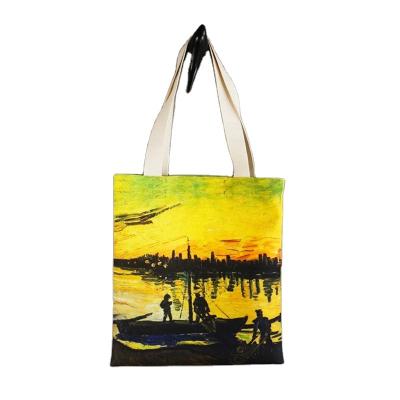 China Eco-friendly Printing Professional Custom Materials Various Oil Painting Style Shoulder Storage Canvas Bags Tote Bags for sale