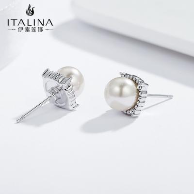 China YE10031 Elegant Wholesale Women's Classic Crystal White Pearl Jewelry Alloy Women's Earrings Studs Gold Plated Jewelry Sets for sale