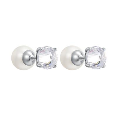 China Wholesale Classic Brass Switch Women Earrings Manufacturer Crystal White Pearl Earrings Jewelry Round Classic Custom Jewelry YE10033 for sale