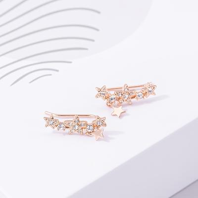 China YE10124 Italina Fashion Jewelry Factory Four Casual/Sporting Stars Design Clear Rhinestone High Quality 925 Sterling Silver Brass Hook Earrings for sale