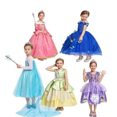 China Kids Fancy Dress Elsa Anna Snow's Beautiful White Fancy Cinderella Princess Costume Deluxe Dress New Kids Girls Up Cosplay Birthday Party For Girls for sale