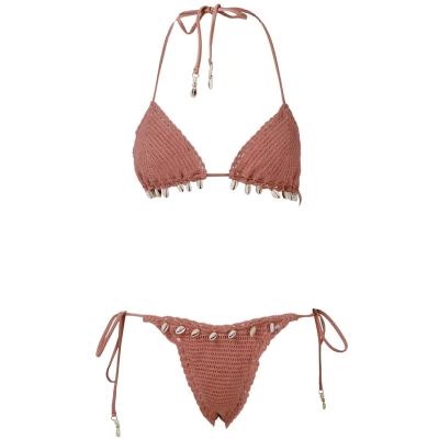 China Bestdance plus size women's halter crochet bikini top bra and shorts set sexy tassel bikini swimsuit for sale