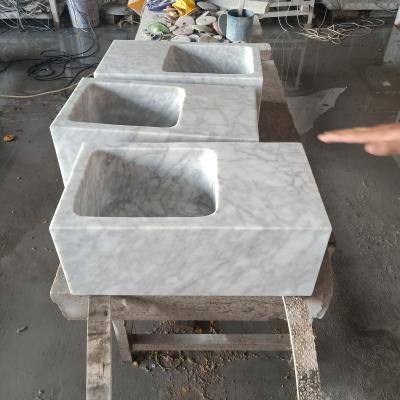 China Carrara bathroom and modern natural white marble kitchen sink and basin for sale