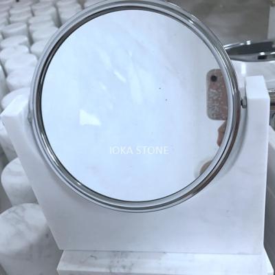 China Minimalist nature white marble mirror, marble home decoration for sale