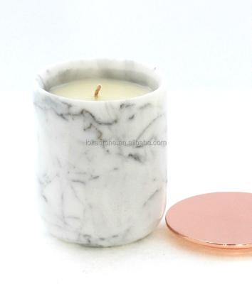 China Home Decoration Marble Stone Carving Candle Jars For Home Decor for sale