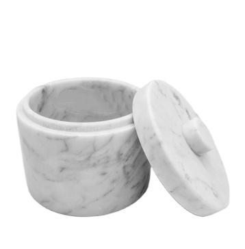 China Modern Accessories Box Natural Stone Pots Carrara White Marble Jar With Lid for sale