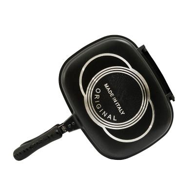 China Popular hot sale high quality nonstick aluminum nonstick/sustainable family expenditure double sided frying pan for sale