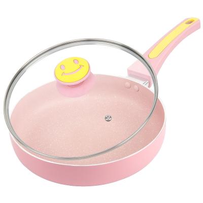 China Colors Nonstick / Sustainable Customizable Frying Pan With Plastic Handle Aluminum Stick Fry Pan Cookware for sale