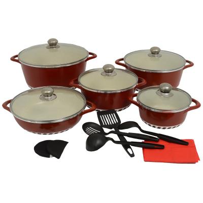 China Sustainable Popular Hot Selling Aluminum Non Stick Cooking Pots Coating Ceramic 17 Pcs Cookware Sets for sale