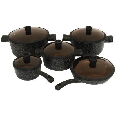 China Viable Wholesale Price Aluminum Nonstick Pots And Pans Set With Lid 10 Pcs Cookware Sets for sale