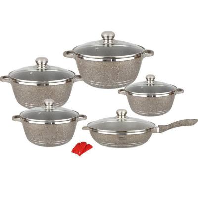 China Sustainable maker-supplier 2021 new 12pcs die casting non stick cookware set aluminum cooking pot for sale