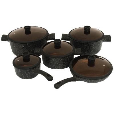 China Factory supply sustainable kitchen cooking cookware set with aluminum non-stick lid pan and pan set for sale