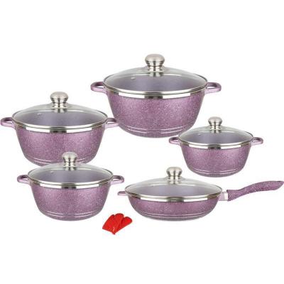 China 10Pcs Die Casting Sustainable Stick Cookware Set Non Cooking Pot Aluminum for sale