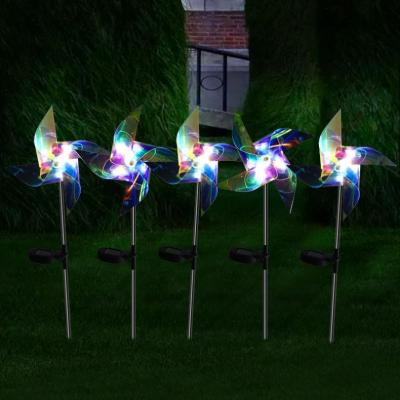 China Garden Solar Powered 8 Modes Wind Spinner Light Waterproof Windmill RGB Solar Suns Led Light For Garden Decoration for sale