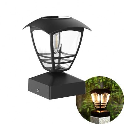 China Garden Lighting Sensor Waterproof Outdoor Vintage Edison Bulb Fence Mount Solar Powered Post Cap Light for sale