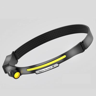 China Lightweight Waterproof COB Camping 100 Degree LED Wide Beam Type Rechargeable Running Belt Head Led Lamp With Motion Sensor for sale