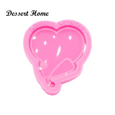 China DY0470 Heart Shape Stethoscope Jewelry Shiny Shiny Epoxy Resin Silicone Mold Badge Coil As Well for sale