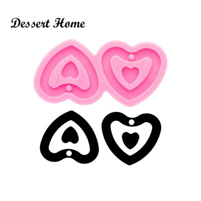 China DY0644 S/M/L Viable Shiny Heart Silicone Dangle Earring Mold Jewelry Epoxy Mold Love Resin Opening Tools for sale