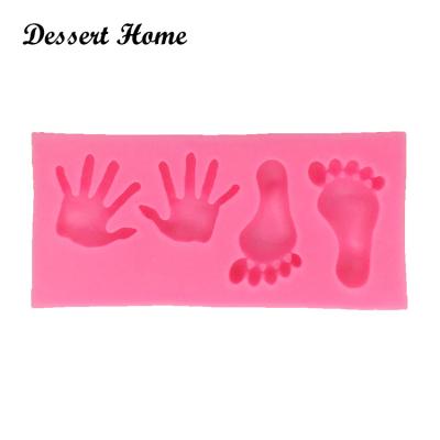 China D1330 DIY Sustainable Baby Hands And Feet Silicone Molds For 3D Crafts Cake Decorating Tools for sale